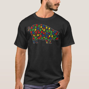 Funny Pig Animals Puzzle Pieces Autism Awareness P T-Shirt