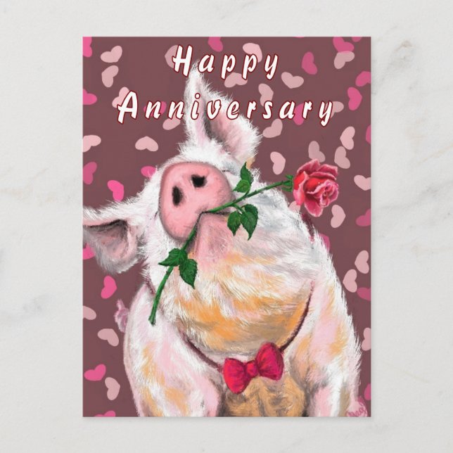 Funny Pig Anniversary Card (Front)