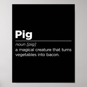Funny Pig Bacon Art For Men Women Bbq Food Pork Ba Poster