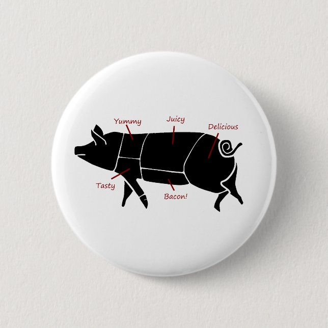 Funny Pig Butcher Chart Diagram 6 Cm Round Badge (Front)