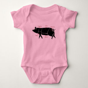 Funny Pig Butcher Chart Diagram Baby Bodysuit