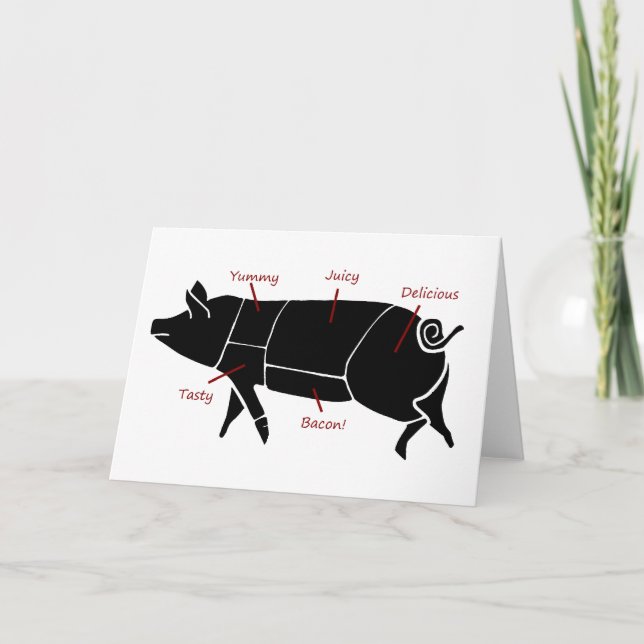 Funny Pig Butcher Chart Diagram Card (Front)