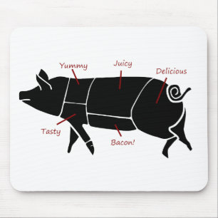 Funny Pig Butcher Chart Diagram Mouse Mat