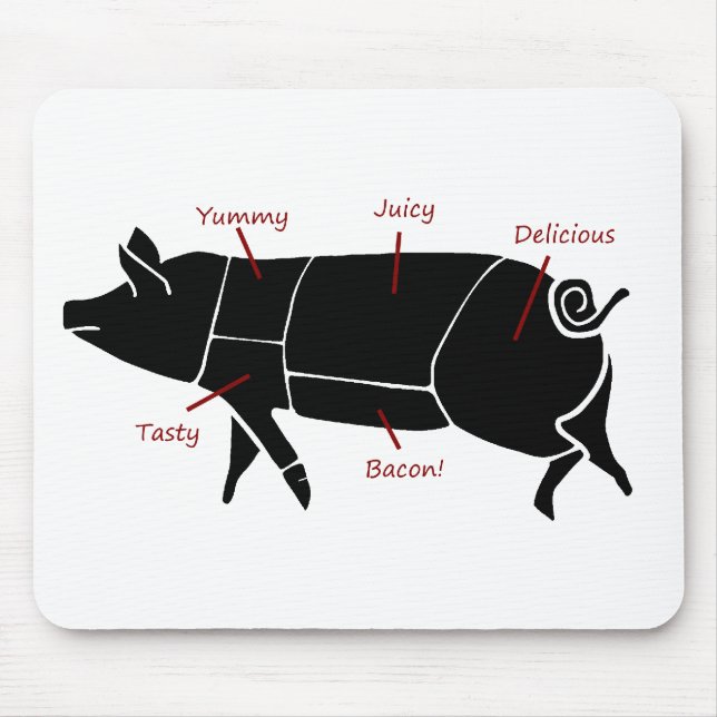Funny Pig Butcher Chart Diagram Mouse Mat (Front)