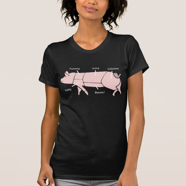 Funny Pig Butcher Chart Diagram T-Shirt (Front)