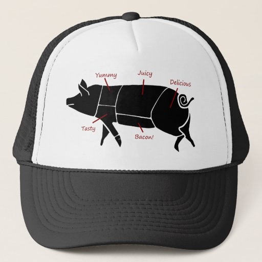 Image of Funny Pig Butcher Chart Diagram Trucker Hat