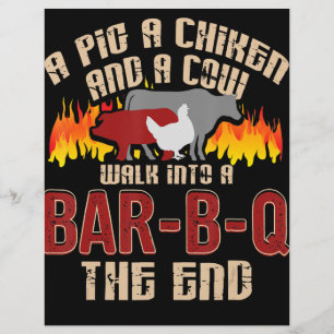 Funny Pig Chicken Cow Bar B Q Bbq Chef Cookie Cook Flyer