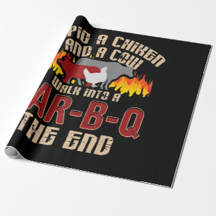 Funny Pig Chicken Cow Bar B Q Bbq Chef Cookie Cook Wrapping Paper