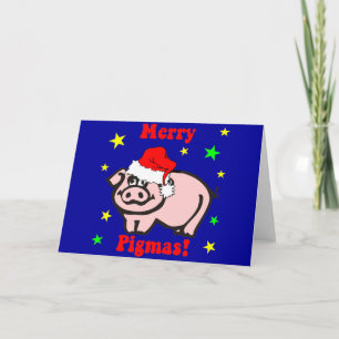 Funny pig Christmas Holiday Card
