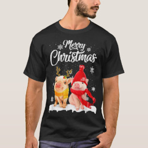 Funny Pig Christmas Light Pig Lover Merry Christma T-Shirt