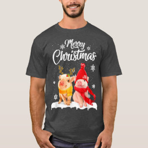 Funny Pig Christmas Light Pig Lover Merry Christma T-Shirt
