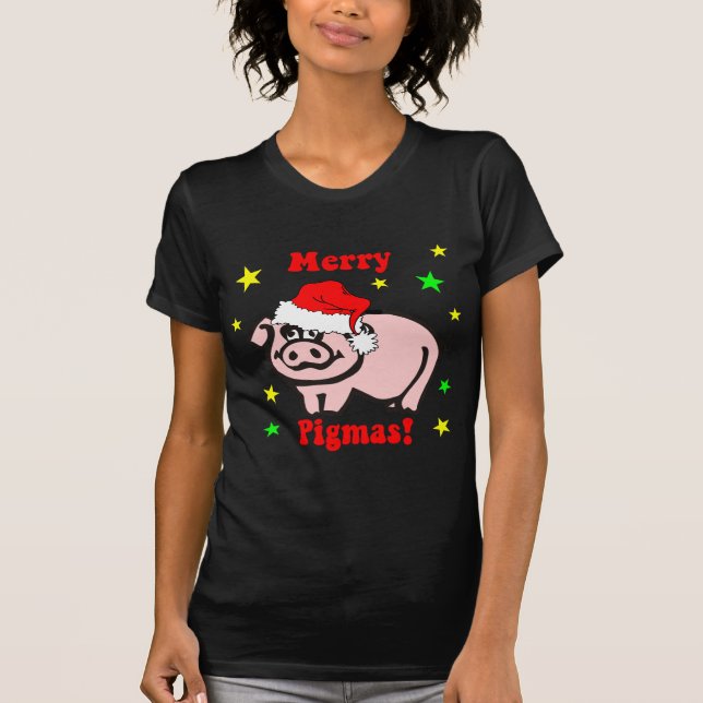 Funny pig Christmas T-Shirt (Front)