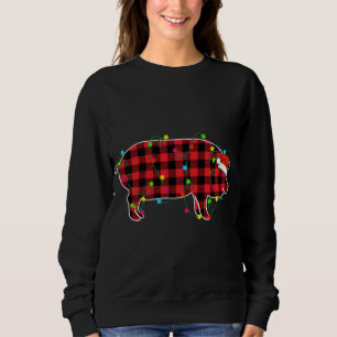 Funny Pig Christmas Tree Red Plaid Xmas Animals Lo Sweatshirt