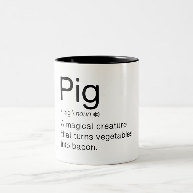Funny Pig Definition Two-Tone Coffee Mug (Center)