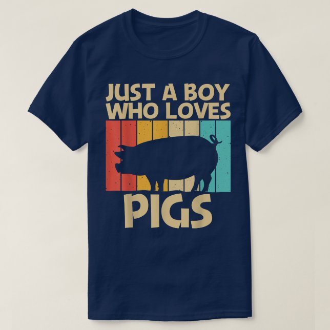 Funny Pig Design For Boys Kids Pig Farmer Farm Far T-Shirt (Design Front)