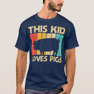 Funny Pig Design For Kids Boys Pig Farmer Farm Far T-Shirt
