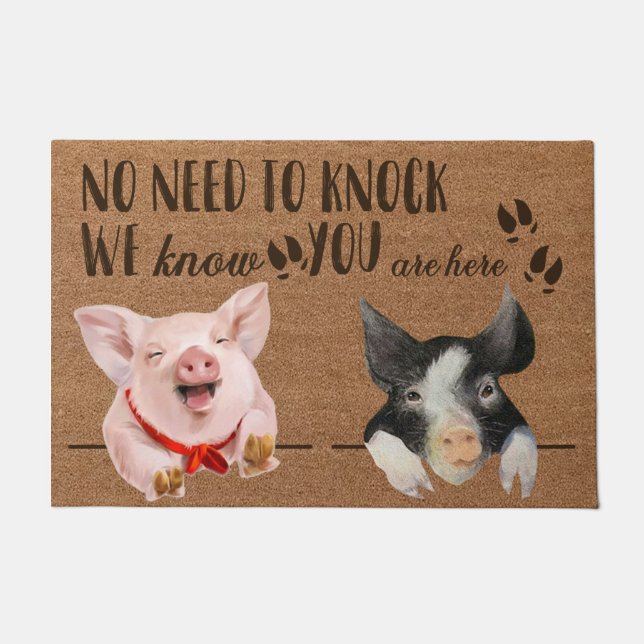 Funny Pig Doormat, Pig Lover Rug Gifts (Front)