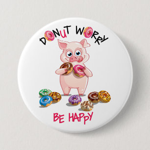Funny Pig Doughnut Pun Button