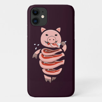 Funny Pig Eating Pork Steaks Creepy Weird iPhone 11 Case