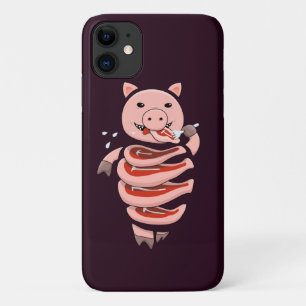 Funny Pig Eating Steaks From Itself iPhone 11 Case