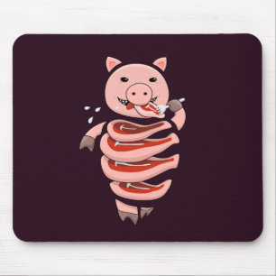Funny Pig Eating Steaks From Itself Mouse Mat