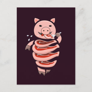 Funny Pig Eating Steaks From Itself Postcard