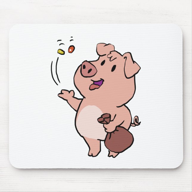 Funny pig eating sweets | choose background colour mouse mat (Front)