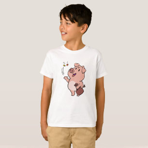 Funny pig eating sweets choose background colour T-Shirt