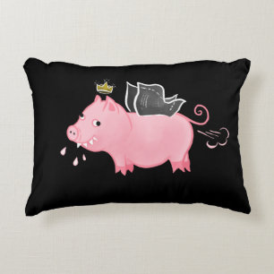 Funny Pig Fairy Cartoon - Cute Flying Pig Magic Decorative Cushion