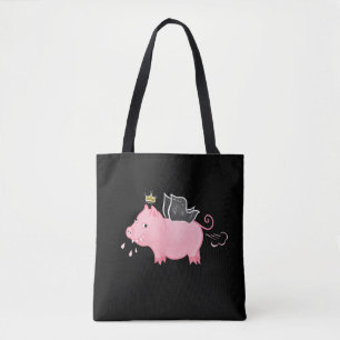 Funny Pig Fairy Cartoon - Cute Flying Pig Magic Tote Bag