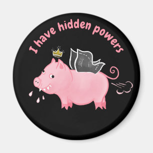Funny pig fairy Hidden Powers farmer animal humour Magnet