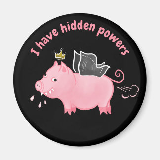 Funny pig fairy Hidden Powers farmer animal humour Magnet