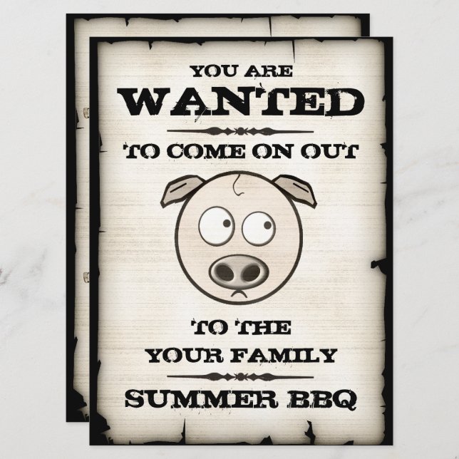 Funny Pig Family BBQ Invitations (Front/Back)