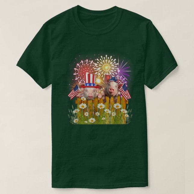 Funny Pig Firework USA Flag Top Hat Happy Merica 4 (Design Front)