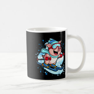 Funny pig go skiing design winter holidays coffee mug