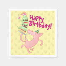 Funny Pig Happy Birthday! Giant Layer Cake Cartoon