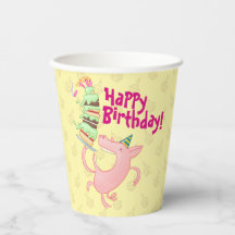 Funny Pig Happy Birthday! Giant Layer Cake Cartoon