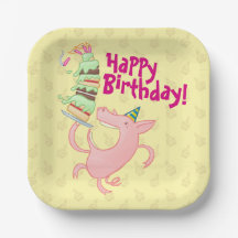 Funny Pig Happy Birthday! Giant Layer Cake Cartoon
