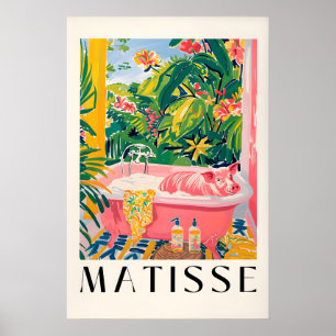 Funny Pig in Bathtub Art Print Matisse Style