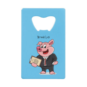 Funny pig in business suit cartoon 