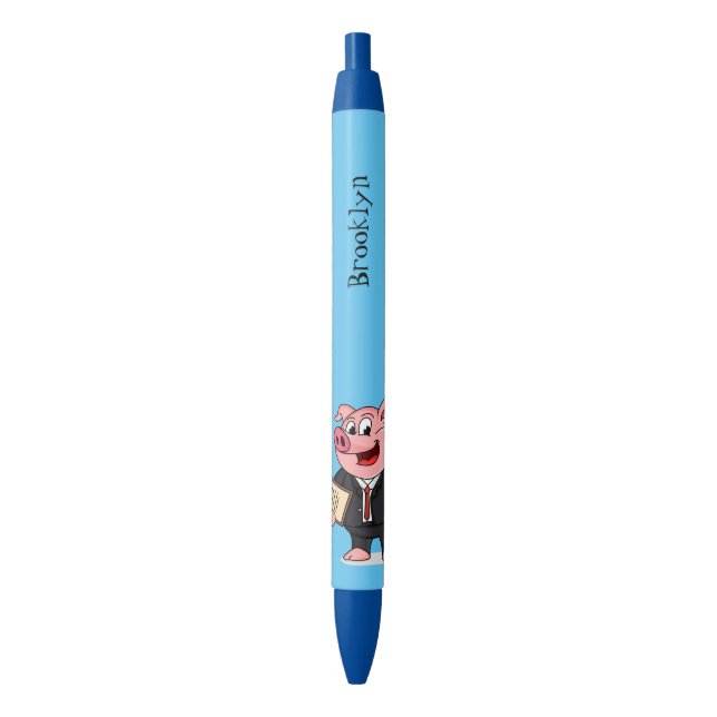 Funny pig in business suit cartoon  black ink pen (Front Vertical)