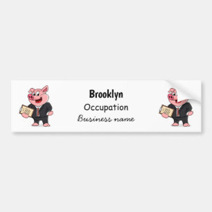 Funny pig in business suit cartoon bumper sticker
