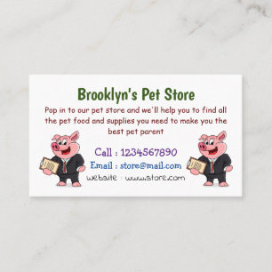 Funny pig in business suit cartoon business card
