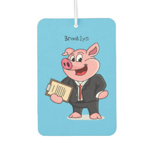 Funny pig in business suit cartoon car air freshener