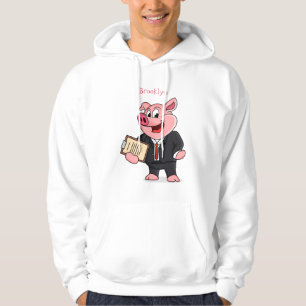 Funny pig in business suit cartoon hoodie