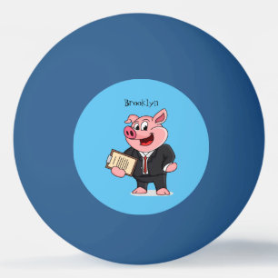 Funny pig in business suit cartoon ping pong ball