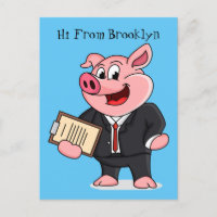 Funny pig in business suit cartoon