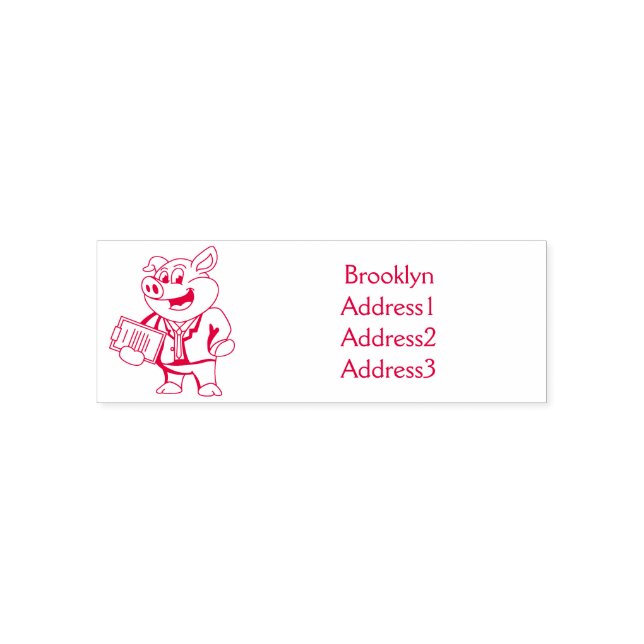 Funny pig in business suit cartoon  self-inking stamp (Design)