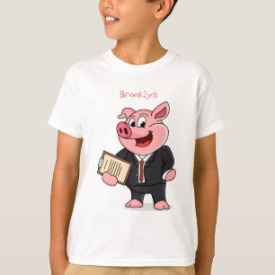 Funny pig in business suit cartoon T-Shirt