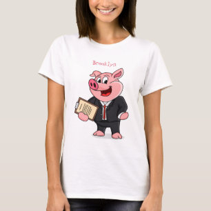 Funny pig in business suit cartoon T-Shirt